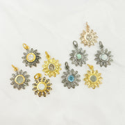 DC407. Diamond Sterling Silver Flower Pendant with Gemstone